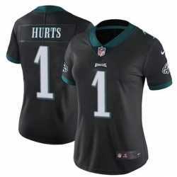 Womens Philadelphia Eagles #1 Jalen Hurts Limited Black Vapor Untouchable NFL Jersey